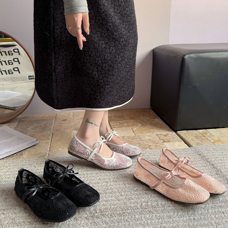 Embroidery Flat Shoes - Женские нежные балетки на плоской подошве,