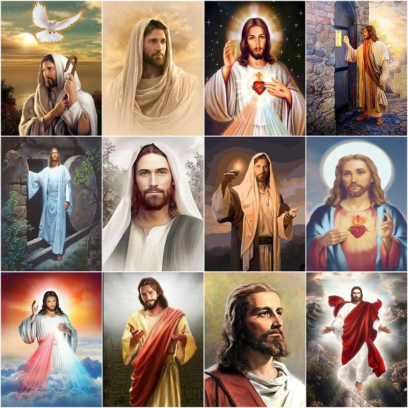 Embroidery Jesus - Квадратная круглая Алмазная вышивка CHENISTORY, картина
