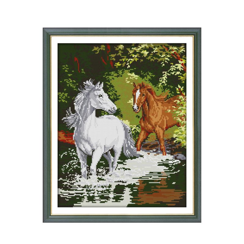 Embroidery Running Stitch - Набор для вышивки крестиком «две лошади